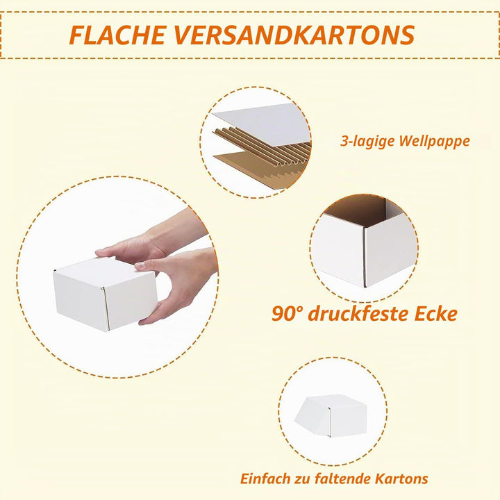 HORLIMER 50 Stück Versandkartons Kleine Kartons Boxen, Faltkarton Verpackungskartons für Warensendun