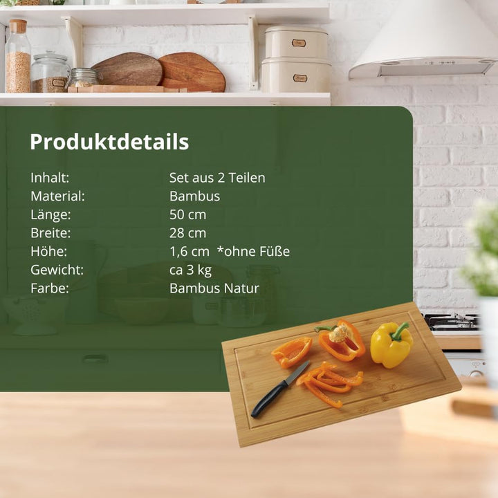 HeRo24 Herd Abdeckplatte Schneidbretter Bambus 2 Stück 50 x 28cm …