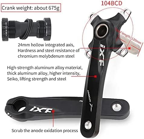 PLATTBK MTB 170 mm Kurbelgarnitur mit 104 BCD 32T/34T/36T/38T Kettenblatt, Kurbelgarnituren Single S