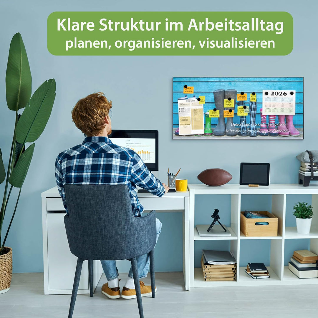 banjado Magnettafel schwarz 78 x 37cm / Magnetwand Metall/Magnetpinnwand als Memoboard/Pinnwand Magn