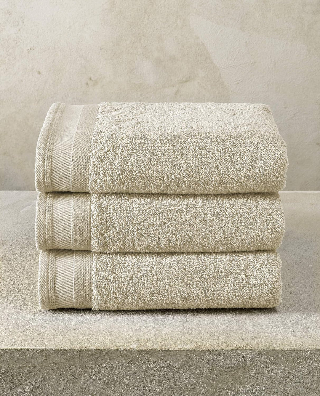 De Witte Lietaer Contessa Luxe Badetücher, Baumwolle, 50 x 100 cm, sandbeige, 3 Stück 50 x 100 Beige