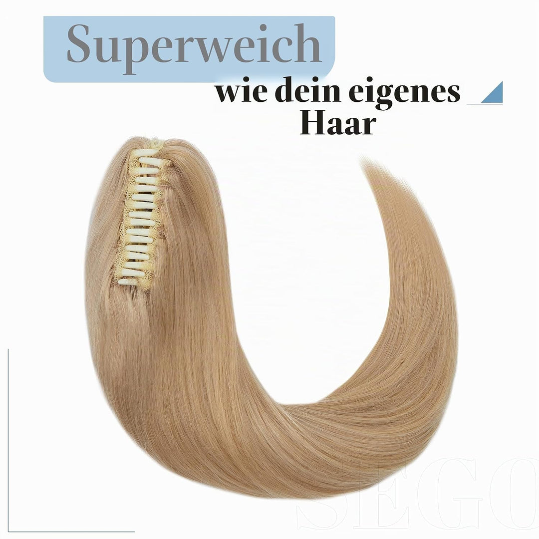 SEGO Ponytail Extension Echthaar mit Klammer Pferdeschwanz Zopf Clip in Haarteil Haarverlängerung 10