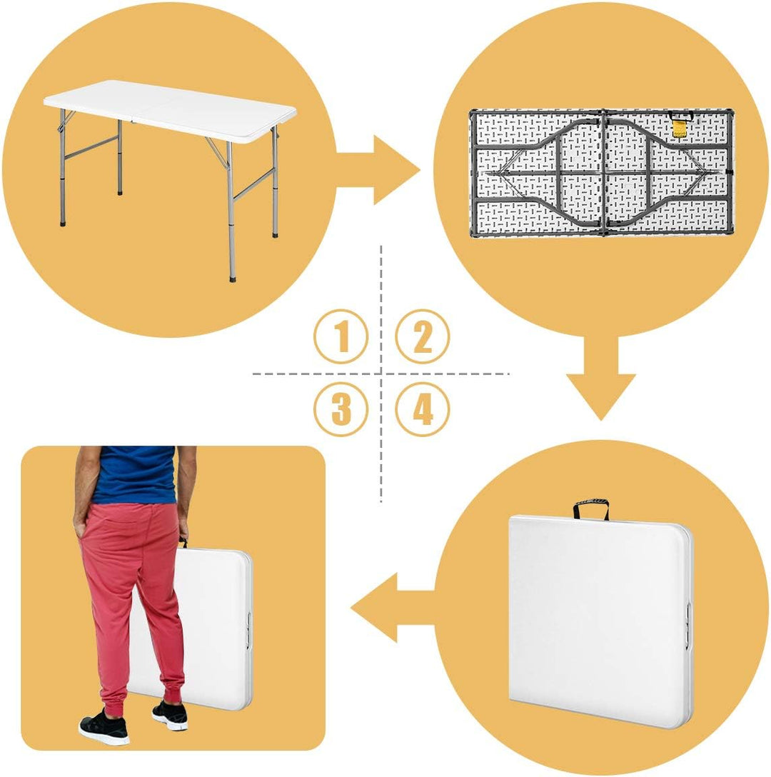 RELAX4LIFE Klapptisch mit Tragegriff, Falttisch, Campingtisch kalppbar, Gartentisch belastbar bis 15
