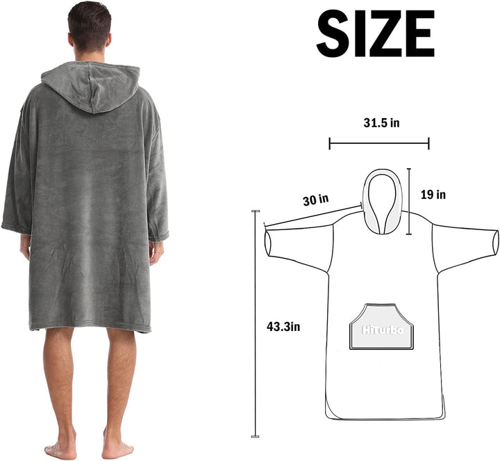 Hiturbo Bademantel, Damen Herren Robe, Unisex, Einheitsgrösse, Warmer Weicher Fleece Mogenmantel mit