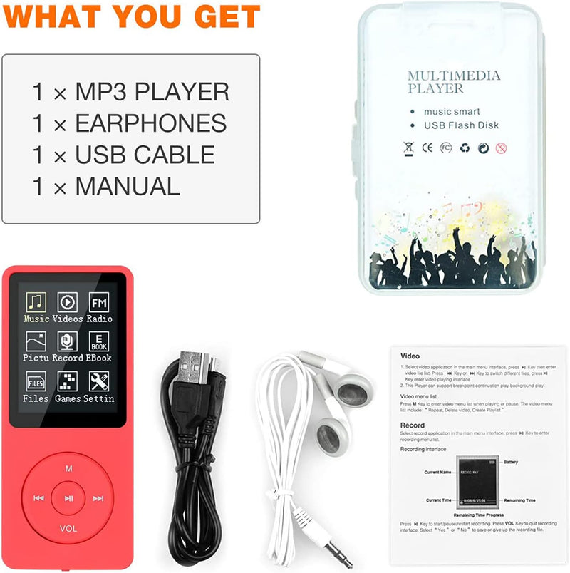 MP3-Player, MP3/MP4 digitaler Musik-Player, Lychee Upgrade, 8 GB, tragbarer HiFi-Sound, Musik-Player