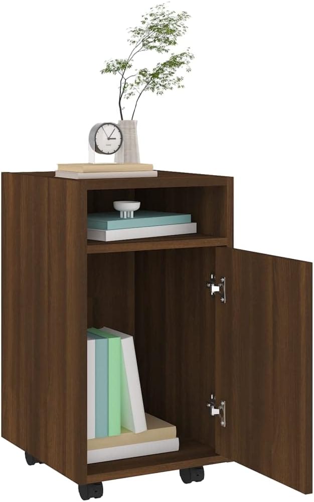 Nachttisch mit 2 Fächern, Beistellschrank mit Rollen, Kleiner Schrank, Büroschrank, Rollcontainer, B