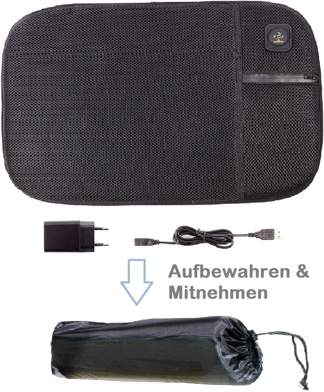 Thermrup Mobiles Beheizbares Sitzkissen USB-Betrieb mit 3-stufiger Temperaturregelung für Zuhause un