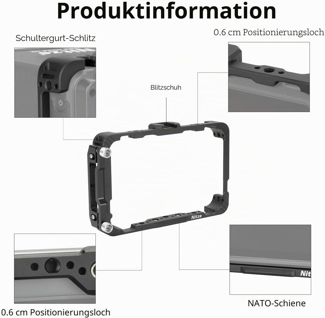 Nitze Ninja V Cage for Atomos Ninja V/Ninja V+ / Shinobi/ZATO Connect 5"/ Ninja/Ninja Ultra with HDM