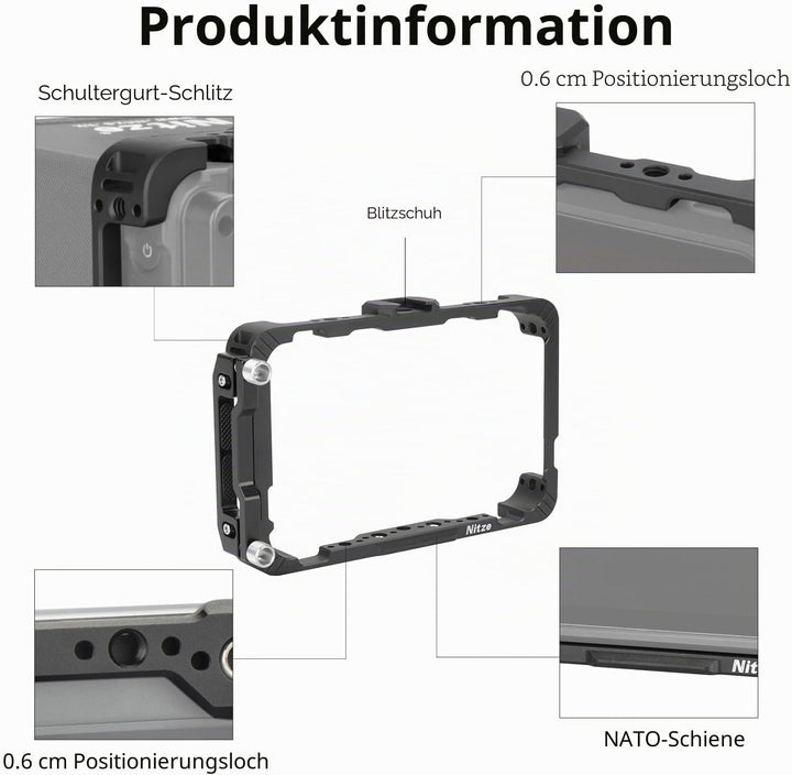 Nitze Ninja V Cage for Atomos Ninja V/Ninja V+ / Shinobi/ZATO Connect 5"/ Ninja/Ninja Ultra with HDM
