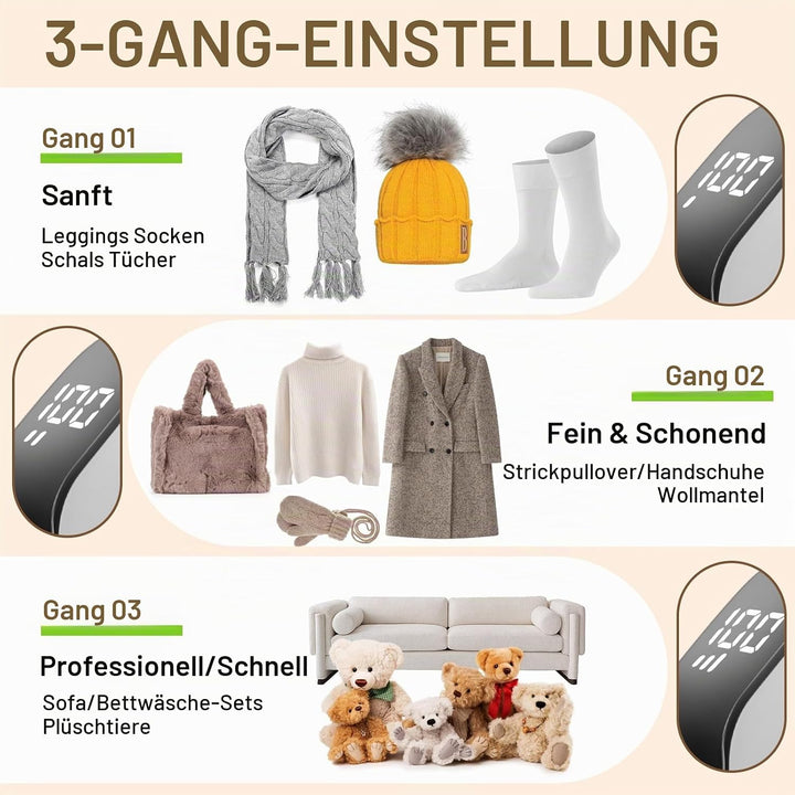 Fusselrasierer Elektrisch, LED-Anzeige 3 Einstellbaren Leistungsstufen USB Wiederaufladbar Fusselent
