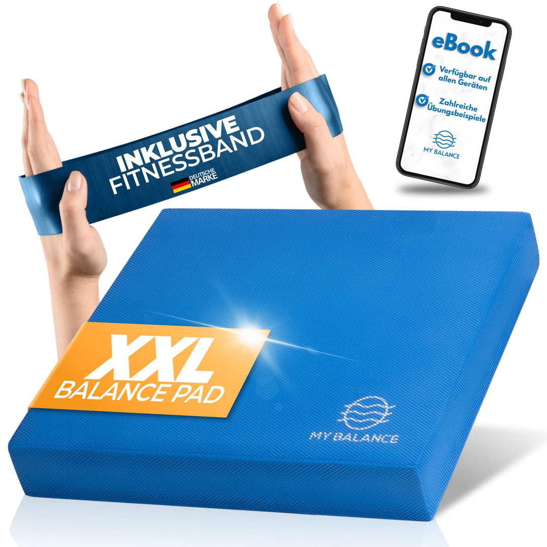 XXL - Balance Pad inkl. Widerstandsband I Hochwertiges Balancekissen mit E-Book I Stärkt deine Balan