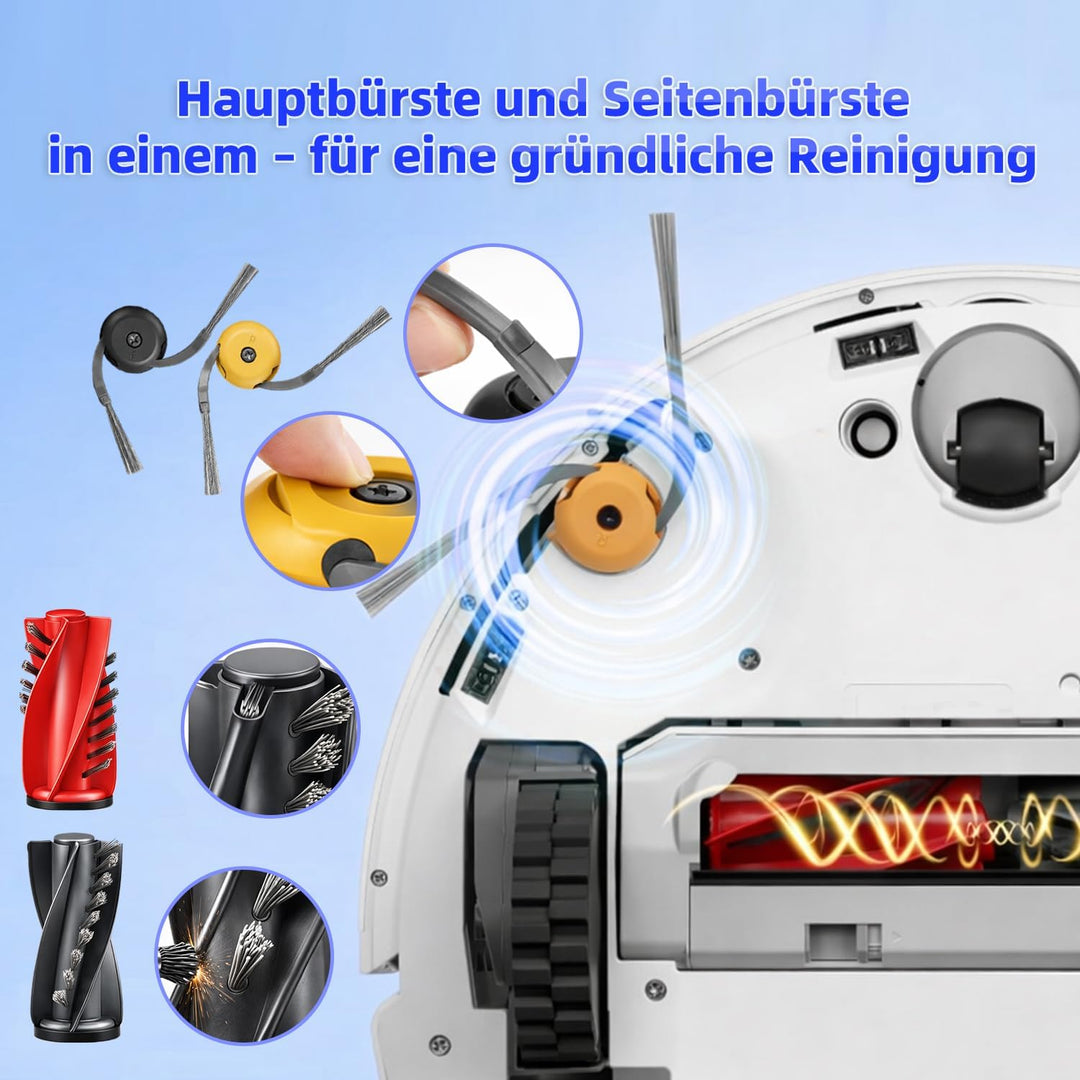 20 Stück Ersatzteile für Roborock Qrevo Curv 2 Flow Roboter-Staubsauger, 1 Paar Hauptbürste, 2 Rolle