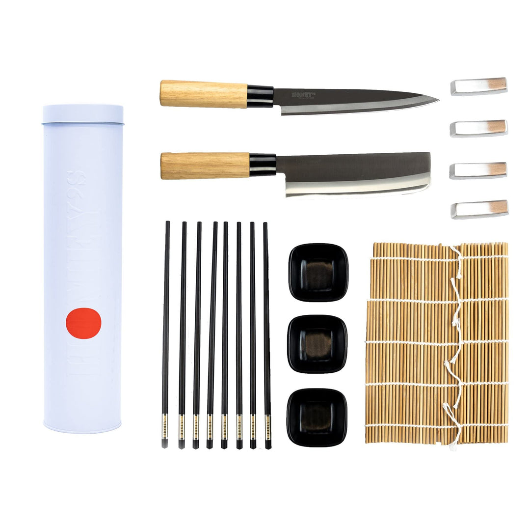 Homey’s Essentials Sushi-Set/Geschenkset NIPPON - 14-teilig – u.A. mit Sashimimesser und Hackmesser