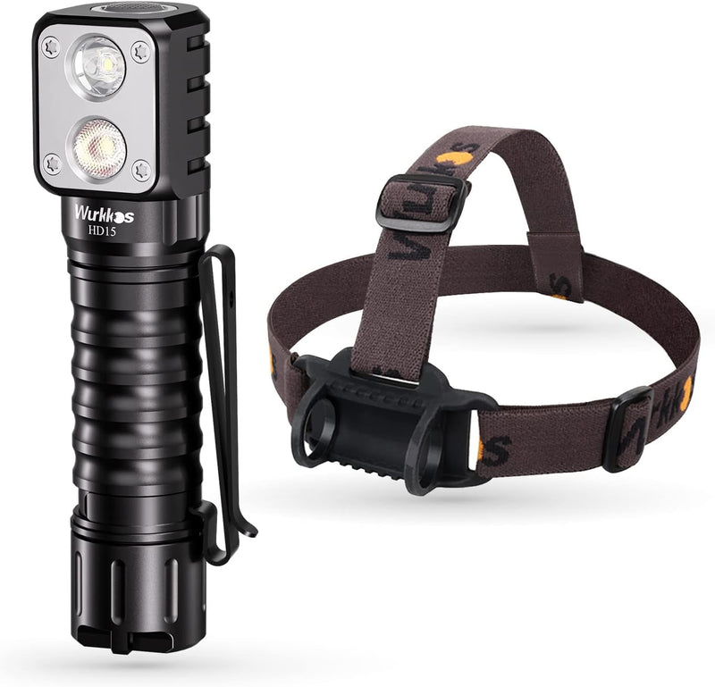 Wurkkos HD15 Stirnlampe,2000 Lumen Kopflampe,Spotlicht und Flutlicht,Vielseitig Einsetzbar,EDC Tasch