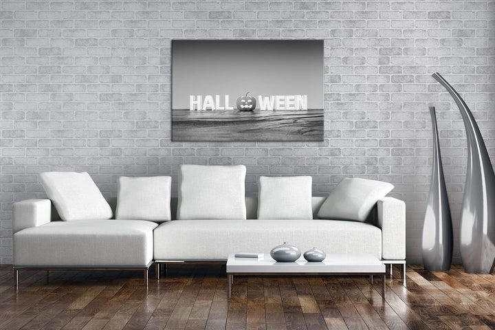 deyoli Halloween Logo Format: 100x70 Effekt: Schwarz&Weiss als Leinwandbild, Motiv fertig gerahmt au