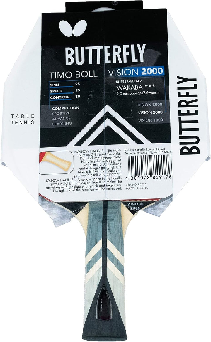 Butterfly® Timo Boll Vision 2000 Tischtennisschläger | Tischtennis Racket Bat TT Profi Wettkampfschl