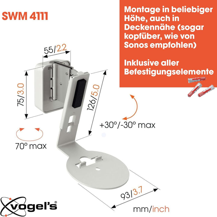 Vogel's SWM 4111 Wandhalterung | Exclusiv für Sonos ERA 100 Lautsprecher | Hochwertig und durchdacht