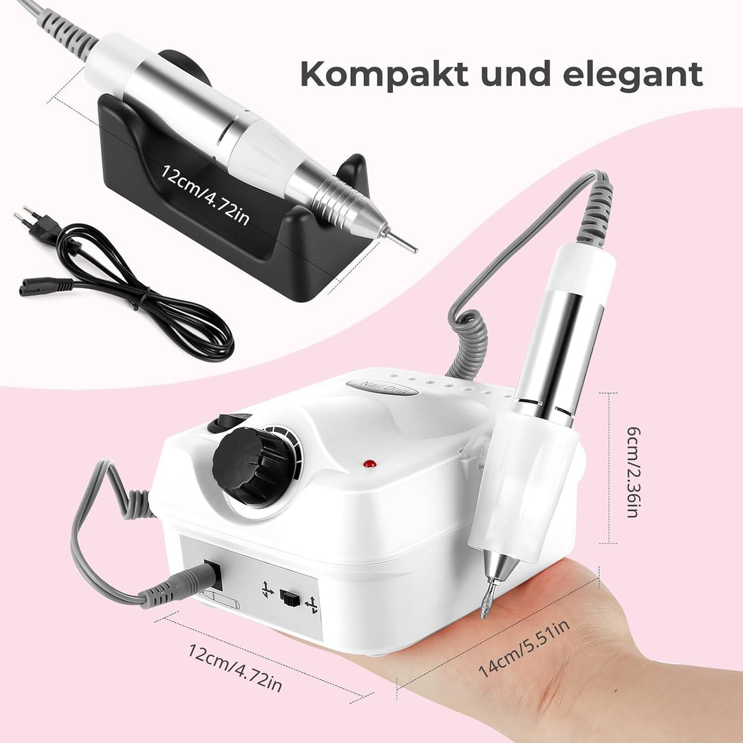 Nagelfräser für Gelnägel 35000 U/Min, Professionell Fräser Nägel Elektrische Nagelfeile mit Fusspeda