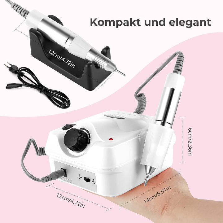 Nagelfräser für Gelnägel 35000 U/Min, Professionell Fräser Nägel Elektrische Nagelfeile mit Fusspeda