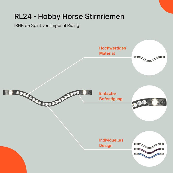 RL24 - Hobby Horse Stirnriemen IRHFree Spirit von Imperial Riding – Steckenpferd Stirnband aus Leder
