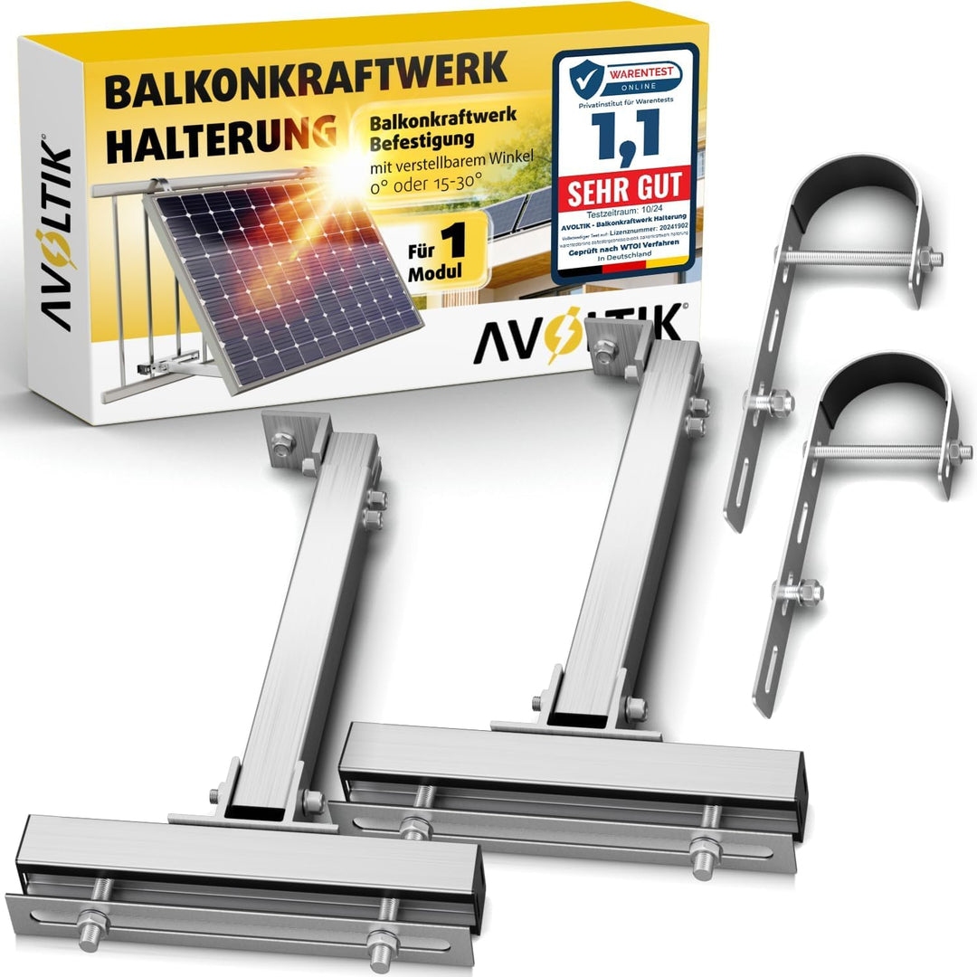 Avoltik Balkonkraftwerk Halterung Balkon für alle Solarpanel-Grössen I Solarmodul Halterung aus robu