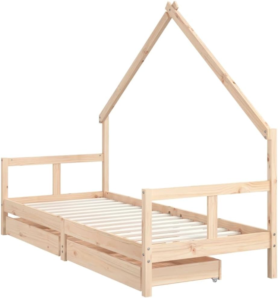 Festnight Hausbett 80x200 cm mit Schubladen ohne Matratze, Kinderbett mit Schubladen, Kinder Haus Be