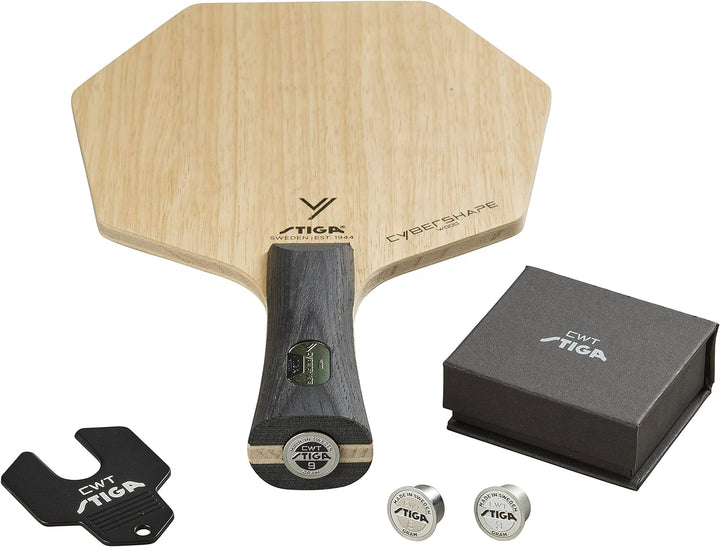 Stiga Tischtennisholz Cybershape Wood mit CWT Custom Weight Technology Gerade, Gerade