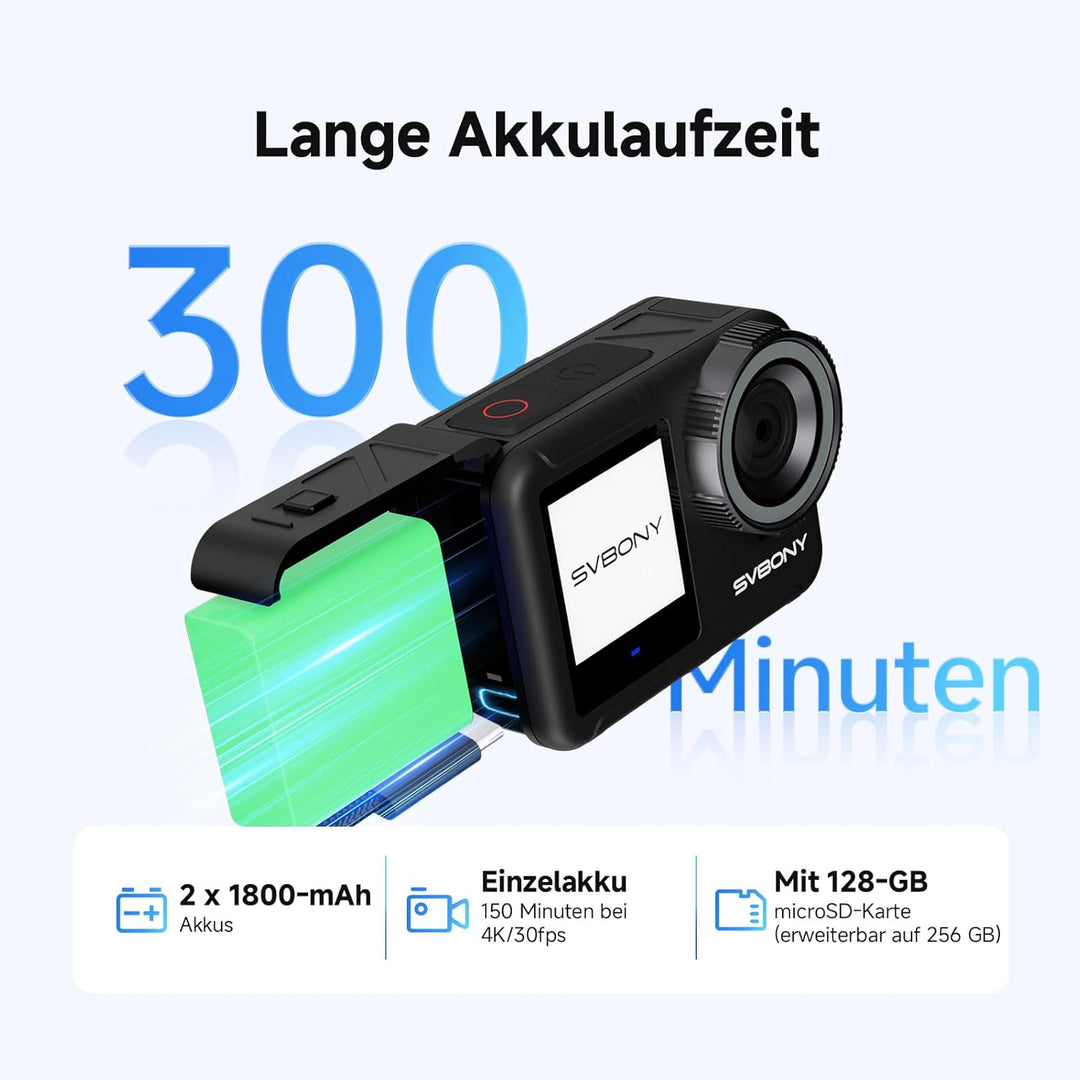 SVBONY SVGo3 4K 30FPS Action Cam, Aufnahmen bei Schwachem Licht, Magnetischer Schnellverschluss, 128