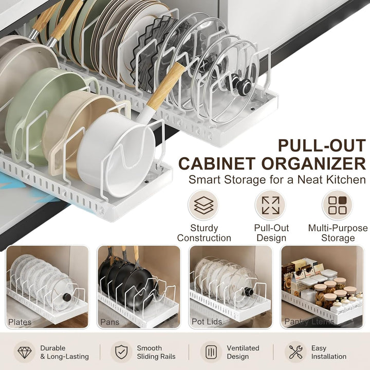 Topfdeckelhalter, Deckelhalter Schublade für Topfdeckel, Topfdeckel Organizer Schublade Ausziehbar D