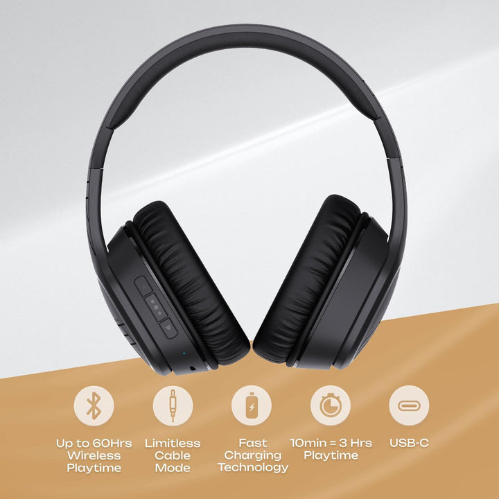 PowerLocus P7 Bluetooth Kopfhörer Over Ear, Faltbare Headphones, Kabellose Kopfhörer mit Bass-Modi,