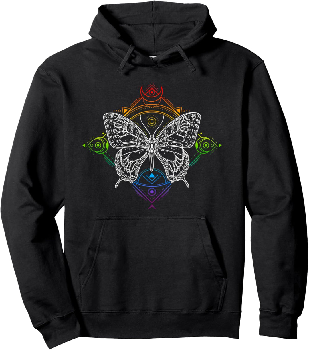 Regenbogen Pride Flaggenfarben, Okkulter Schmetterling Pullover Hoodie