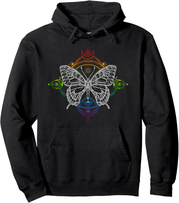 Regenbogen Pride Flaggenfarben, Okkulter Schmetterling Pullover Hoodie