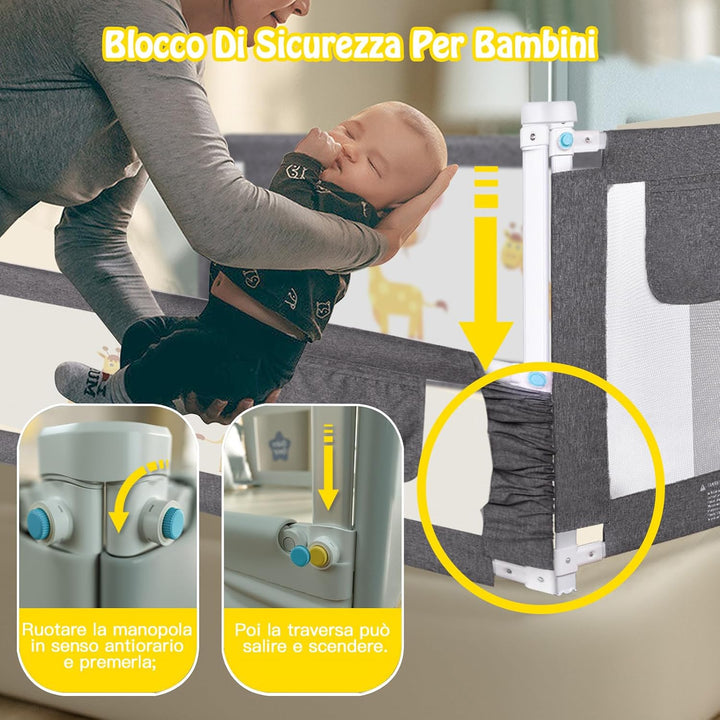 Wholede 200 cm Sicherheitsgitter für Kinder, Bettgitter für Kinder, Bettgeländer für Kinder, Fallsch