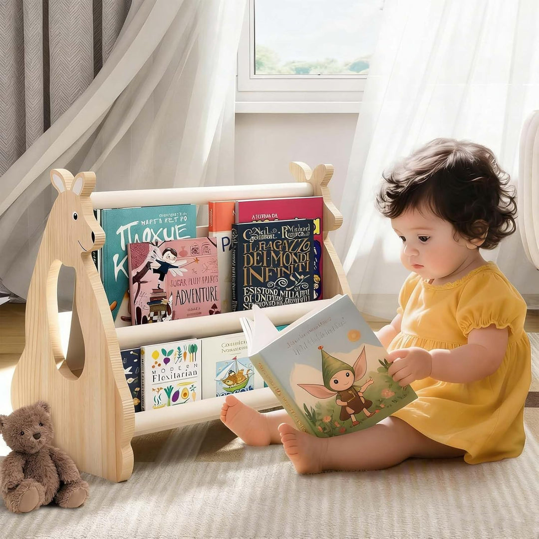 Kinder Bücherregal aus Holz,Geräumiges Bücherregal fürs Kinderzimmer Kinderregal für Bücher Spielzeu