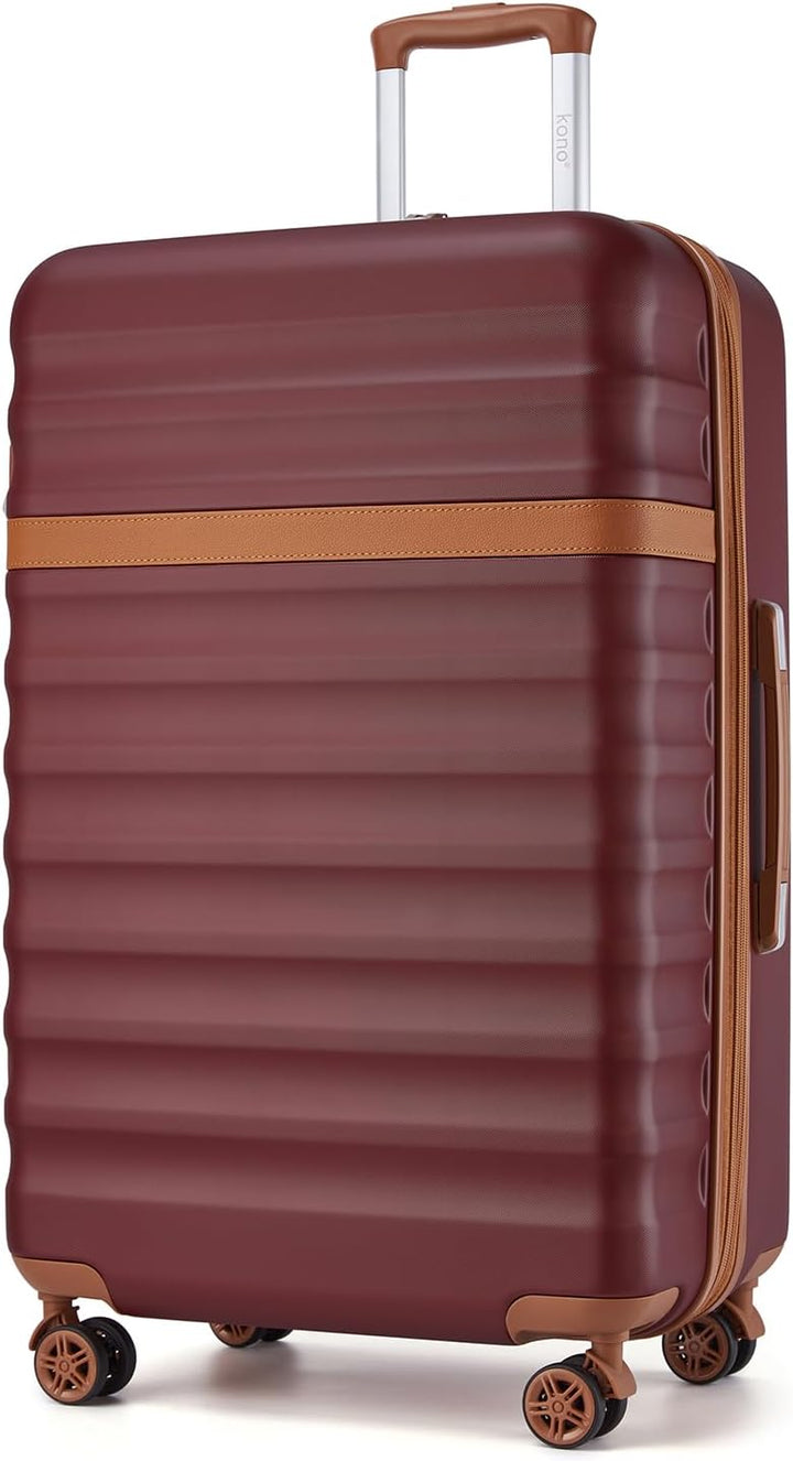 KONO Grosser Koffer Trolley Reisekoffer leicht aus ABS+PC mit 4 Rollen Hartschalenkoffer TSA Schloss