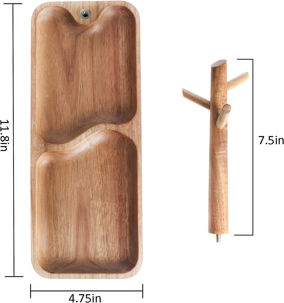 CYQGDKF Holz-Schlüsselablage für Eingangstisch, Schmucktablett, Catchall-Tablett mit 3 Ständern, Org