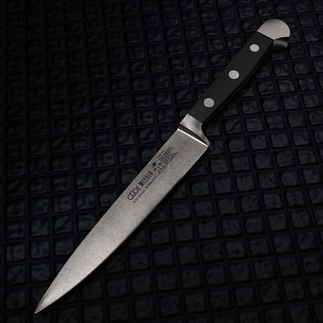 Güde 1765/16 Solingen - Zubereitungsmesser geschmiedet, 16 cm, POM schwarz, ALPHA, Küchenmesser, Dop