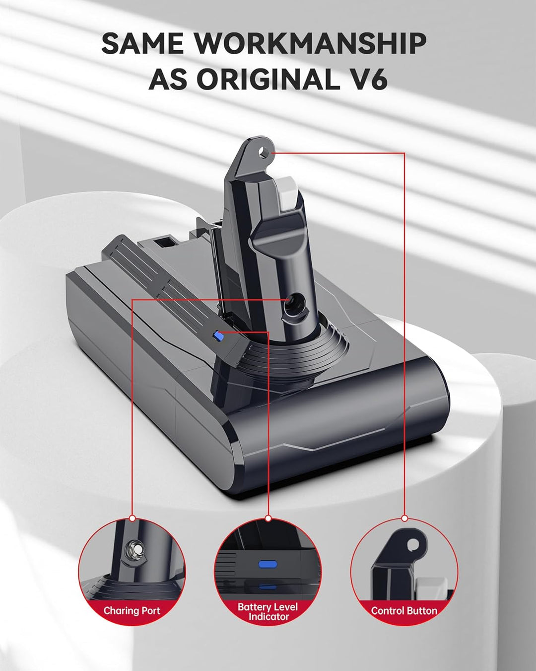 Morpilot 6500mAh Akku für Dyson V6, Ersatzakku für DC62 SV03 DC58 DC59 DC61 DC72 DC74 SV06 SV09 mit