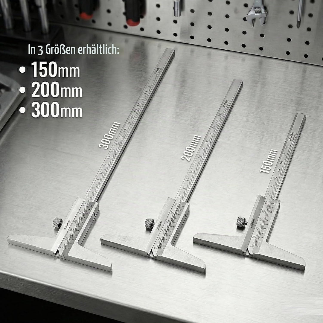 KATSU Tiefenmessschieber 0–200mm 0,02 mm Genauigkeit Metrisches Tiefenmess-Messschieber Messwerkzeug