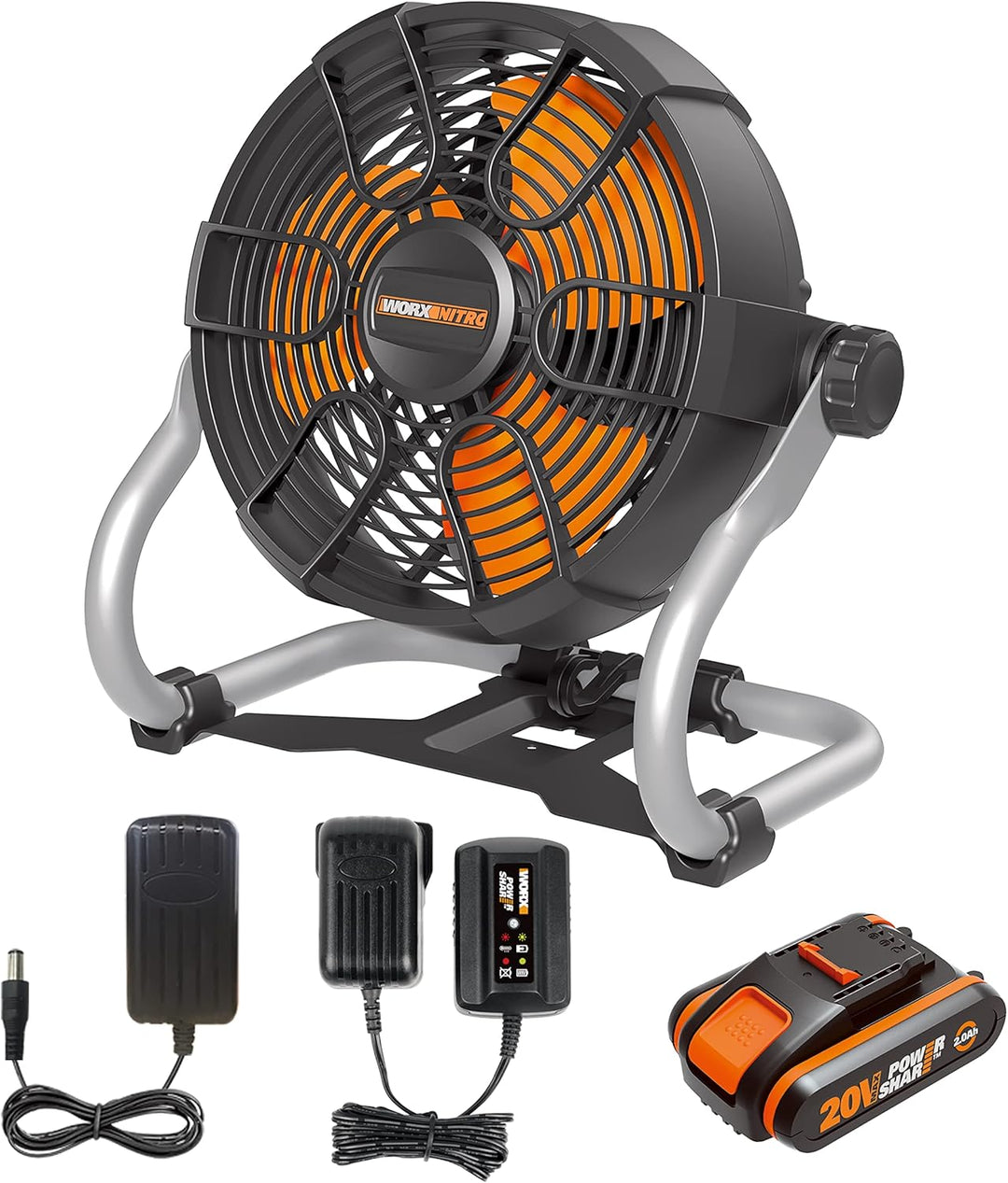 WORX NITRO 18V (20V MAX) Akku-Baustellenlüfter WX095, PowerShare, max. 6 Stunden Betriebszeit, 2 Ges