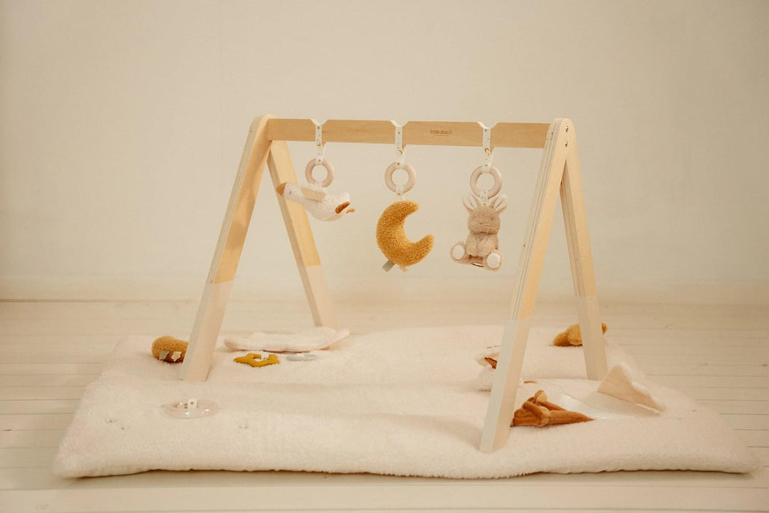 Little Dutch 8410 Holz Baby Gym Spieltrapez Spielbogen Holz inkl. Anhänger - Newborn Naturals