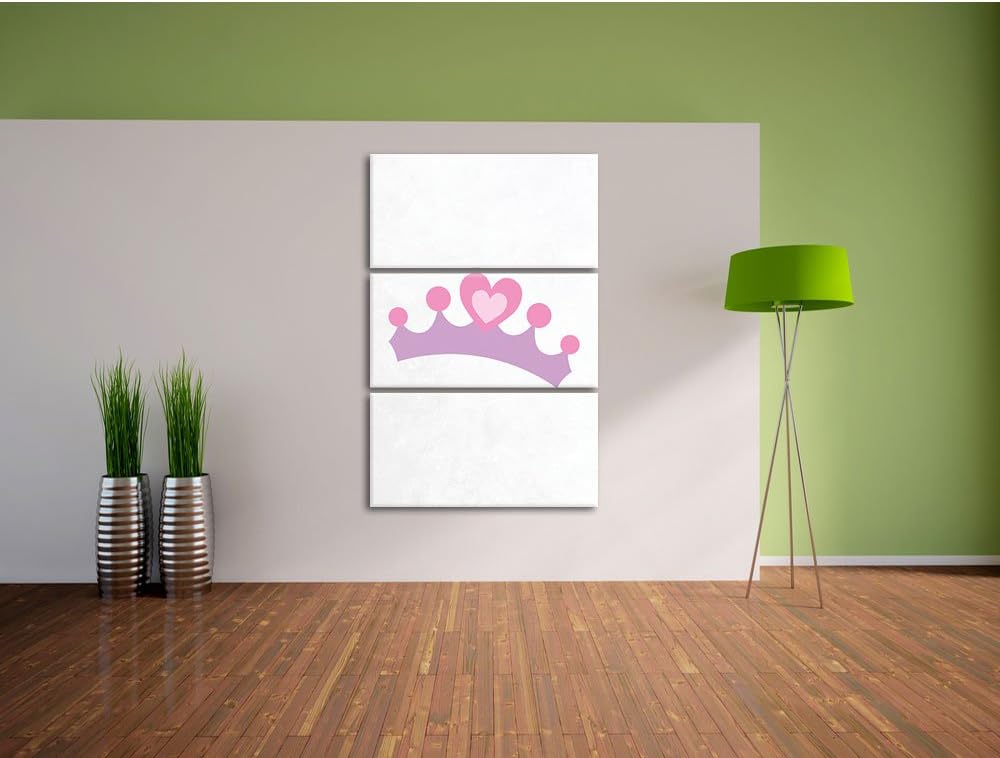 Pixxprint Hübsche Krone weiss 3-Teiler Leinwandbild 120x80 Bild auf Leinwand
