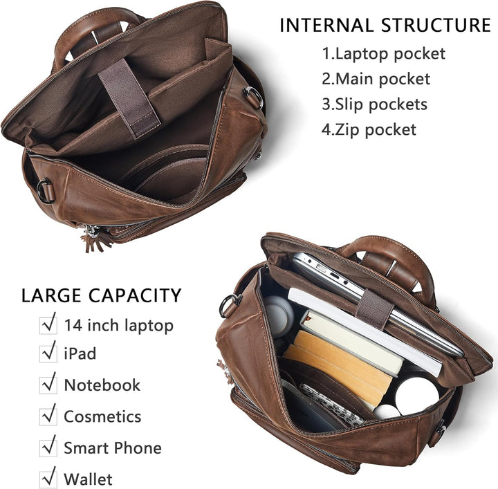 Shrrie rucksack damen elegant geeignet für 15,6Zoll-Notebooks Langlebig wasserdicht Damen aus Leder