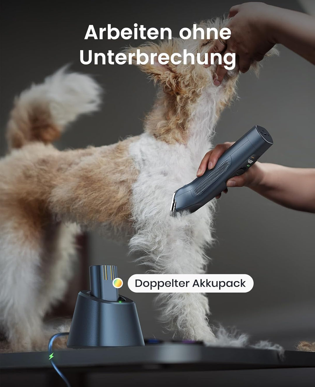 Oneisall Hundeschermaschine profi 2 Akkus, 2-Gang Schermaschine Hund Katze, Hundetrimmer Leise für D