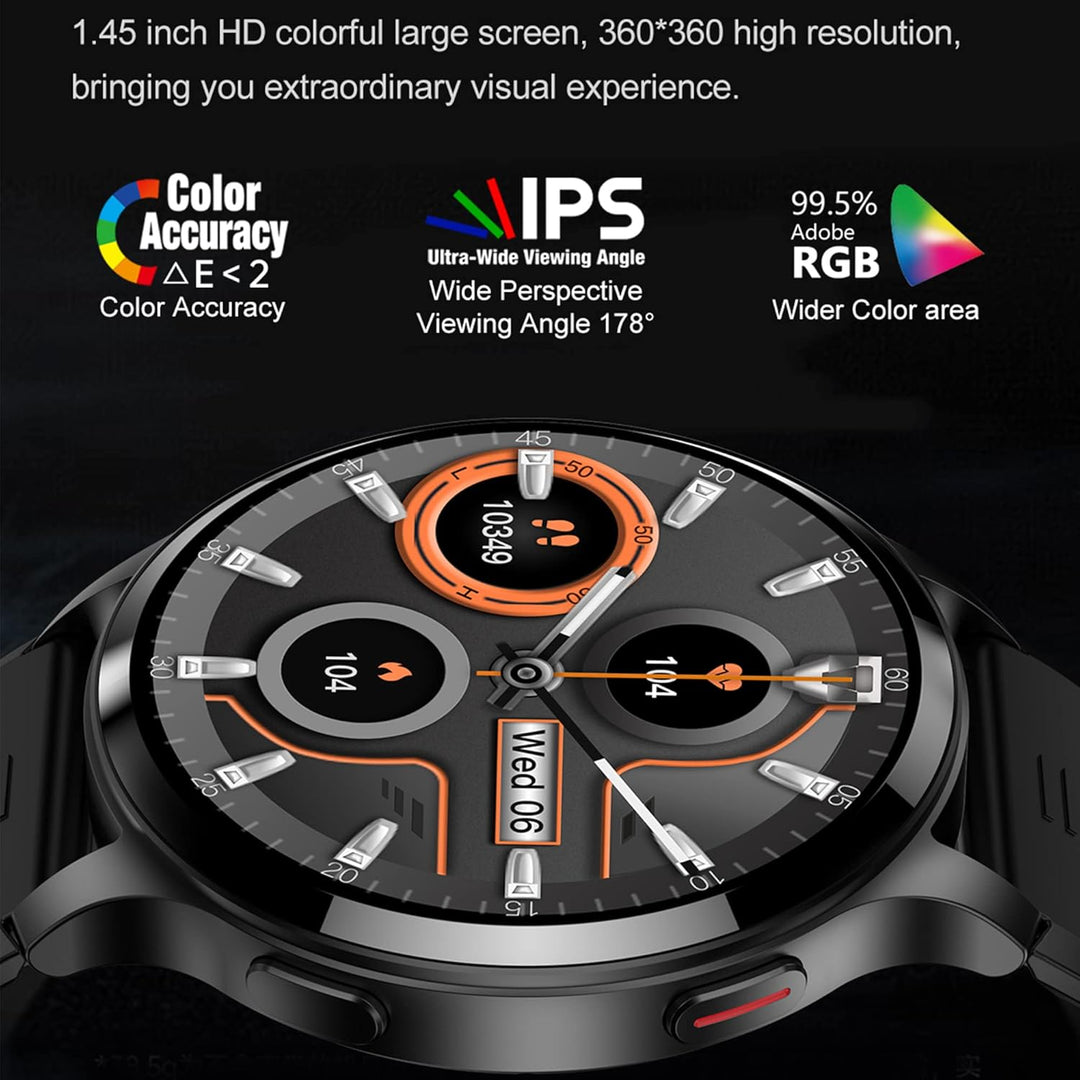 Smartwatch Herren mit Telefonfunktion 1,43" HD Voll Touchscreen Uhren Fitness Tracker 15 Sportmodi A