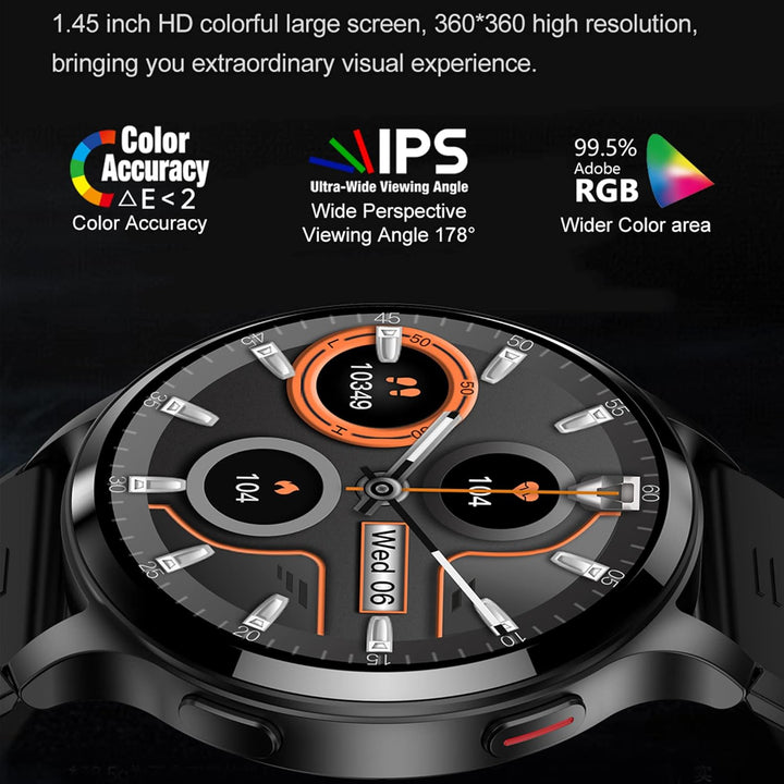 Smartwatch Herren mit Telefonfunktion 1,43" HD Voll Touchscreen Uhren Fitness Tracker 15 Sportmodi A