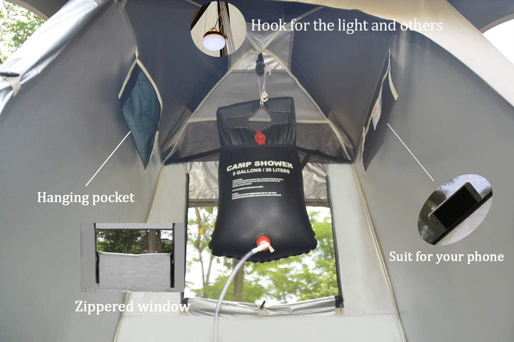 Outdoor-Duschzelt, Umkleidekabine, Privatsphäre, tragbar, Camping-Unterstände gray, gray