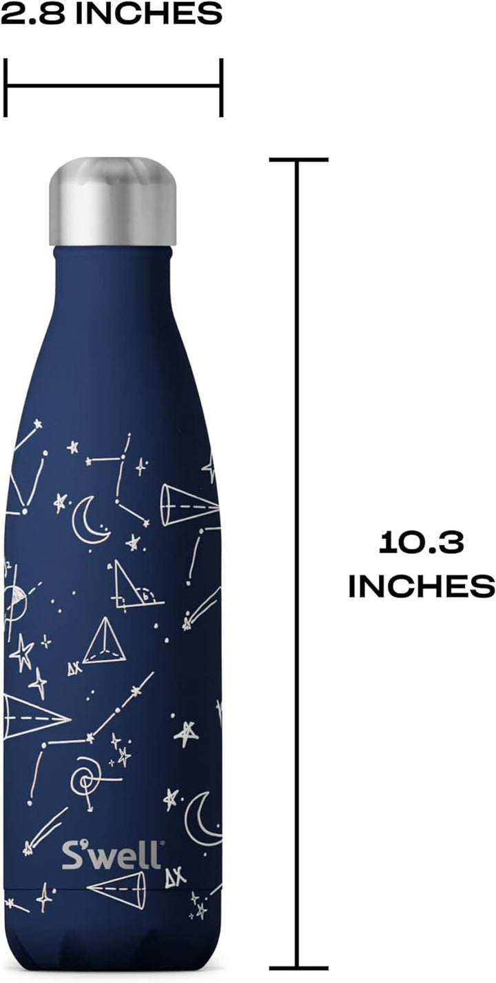 S'well Edelstahl-Wasserflasche, 482 ml, Midnight Sky, dreilagig, vakuumisolierte Behälter, hält Getr