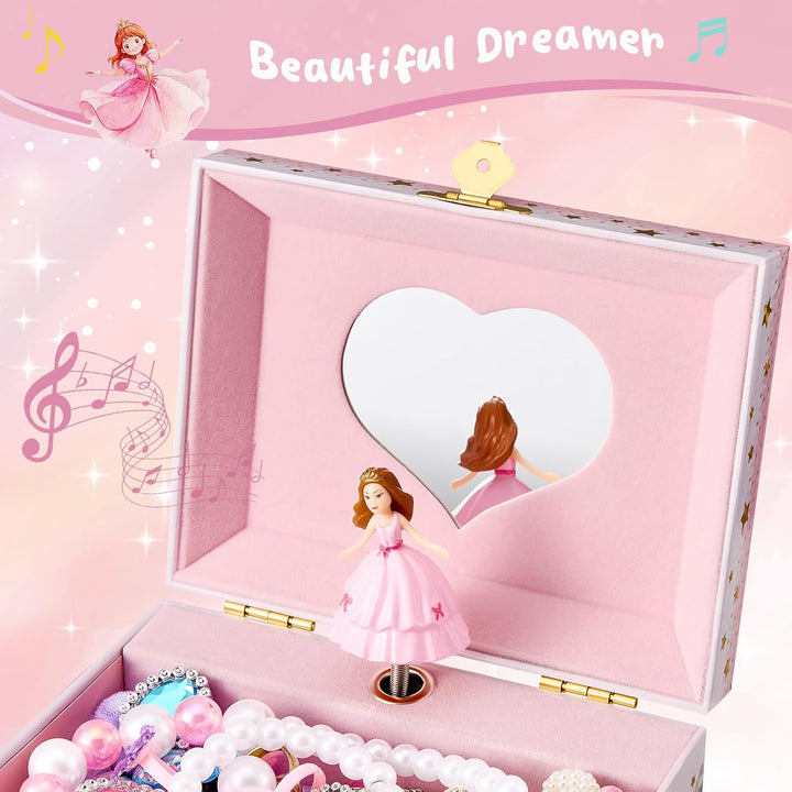 ProCase Kinder Musik Box Schmuckkästchen mit Spieluhr Princess, Schmuckschatulle mit Melodie für Mäd