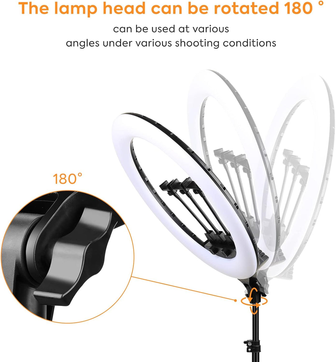 22 Zoll LED Ring Licht 3200-6500K Beleuchtung Kit 600pcs LED Perlen mit Lichtständer & 3 Telefon Hal
